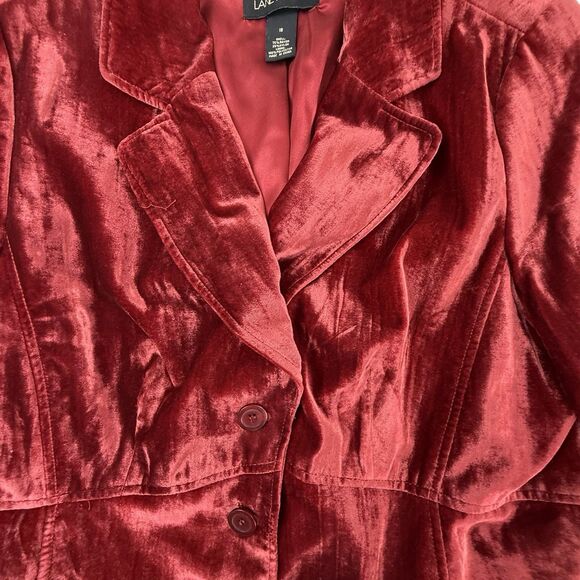 Lane Bryant Crushed Velvet Blazer Jacket Women Size 18 Red Burgundy - Picture 5 of 12